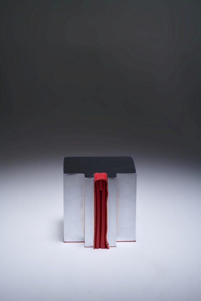 Chrome plated Aluminum - Leather - 10x10x10.5 cm -Edition 1-1 (2)