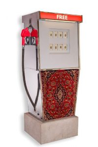 Gas station - 182x60x65 cm - Stainless Steel -Handmade rug - stone - Edition 1-3